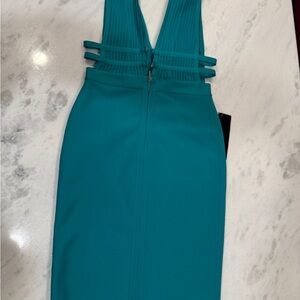bebe Teal Backless Dress